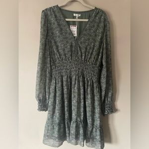 Max Studio sage green smocked dress
